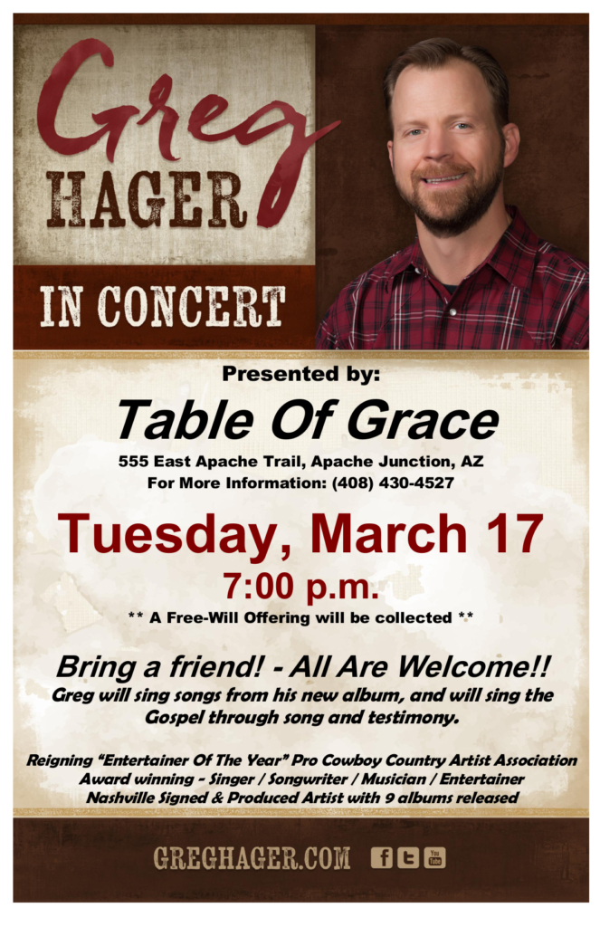 Apache Junction, AZ Concert Greg Hager